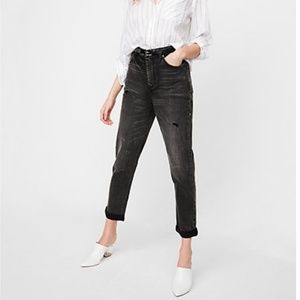 HI RISE DISTRESSED GIRLFRIEND JEANS